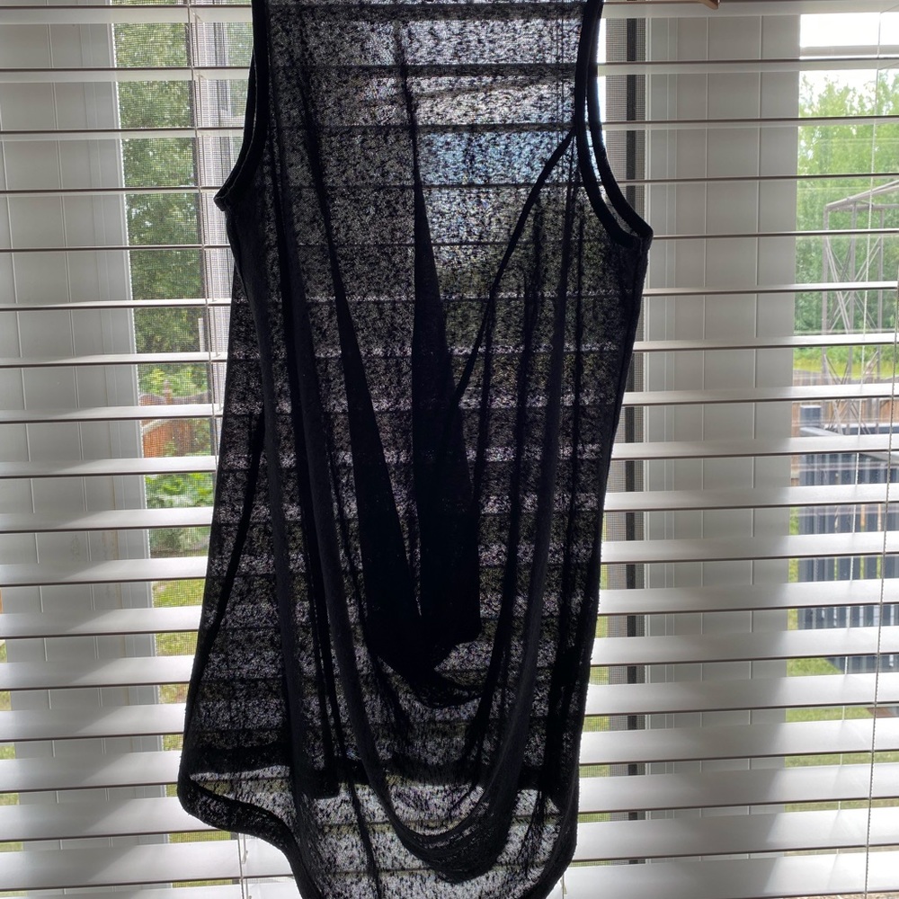 Dex Black Drape Front Linen Top